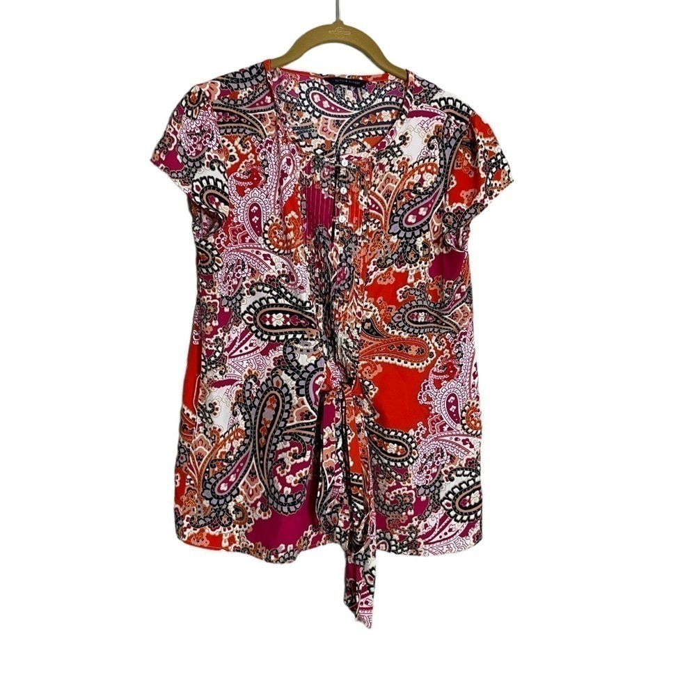 Tommy Hilfiger Colorful Paisley Gathered Waist Blouse Medium